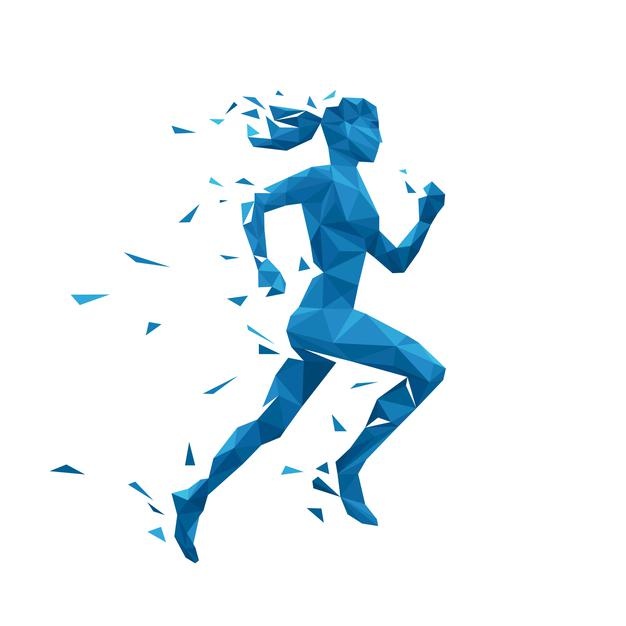 blue geometric woman running illustration 1284 52845